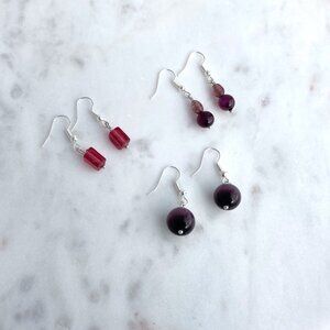 NWOT Upcycled & Handmade Purple and Pink Dangle Earrings Bundle